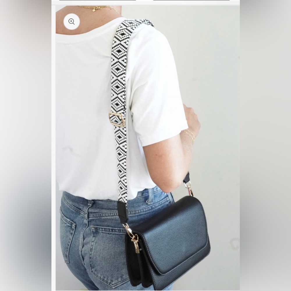Jen & Co Noah Flap Over Geometric Guitar Strap Vegan Leather Crossbody Bag